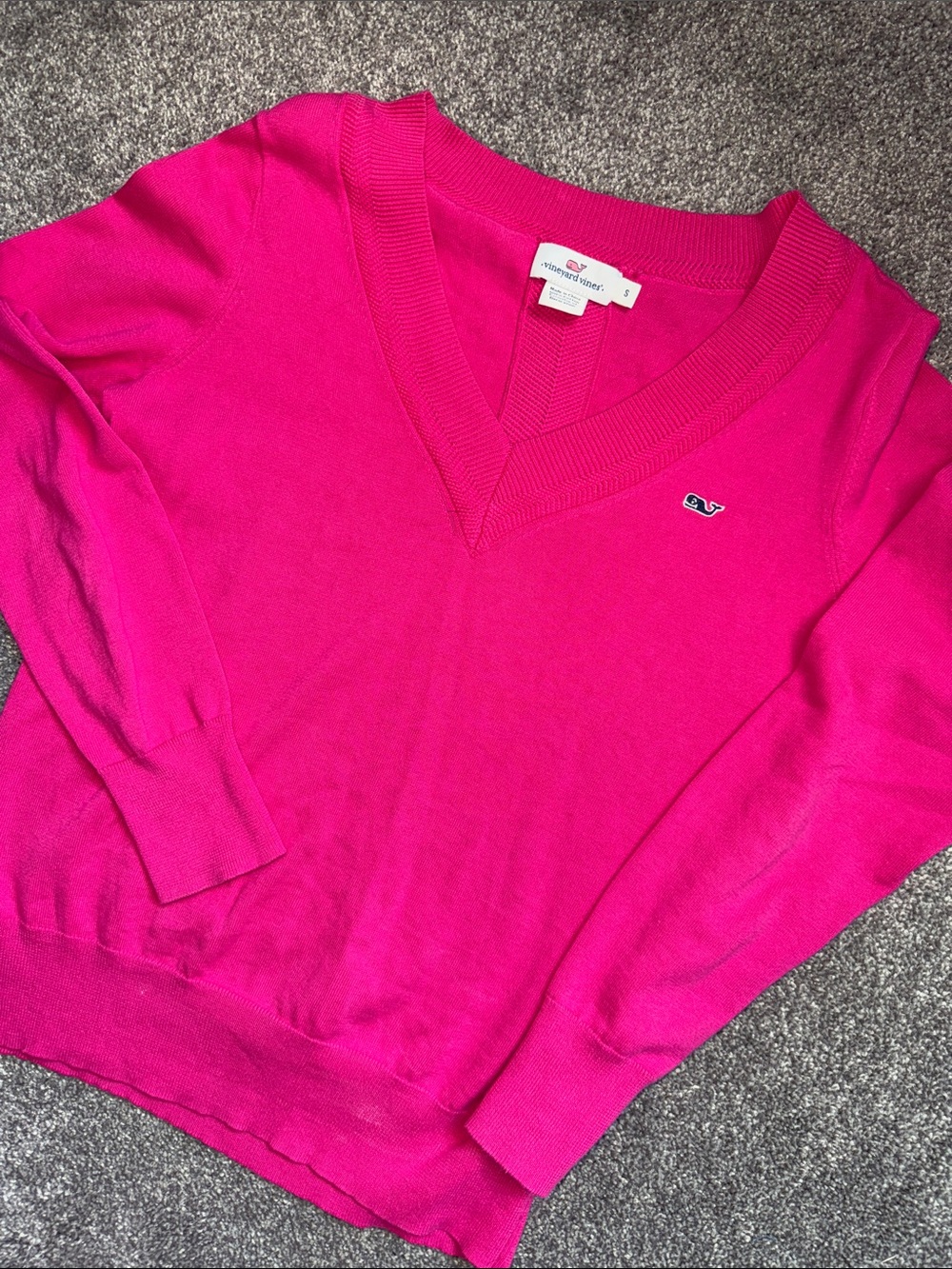 Vineyard Vines Women's Hot Pink V-Neck Sweater